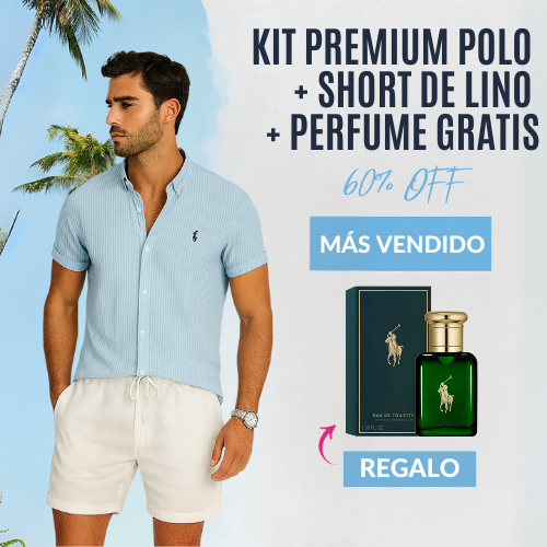 KIT PREMIUM POLO + SHORT DE LINO + PERFUME GRATIS